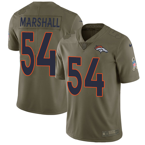 Nike Broncos #54 Brandon Marshall Olive Men's Stitched NFL Limited Salute to Service Jersey - Click Image to Close